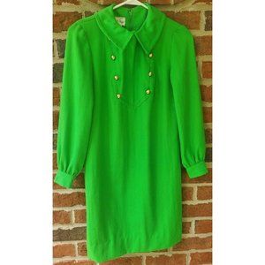 Vtg Jonathan Logan Shapeless Dress Green Girl's Size 7 1970’s Long Sleeve Hip